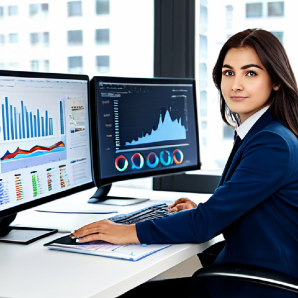 Analytical Professional at Work**

"A professional data analyst, fully clothed in a modest and stylish business outfit, working at a clean desk with multiple monitors displaying charts and graphs. The office is modern and bright, filled with natural light. Focus on a confident expression. Perfect anatomy, correct proportions, natural pose, well-formed hands, proper finger count. Safe for work, appropriate content, professional, family-friendly, high resolution."

**