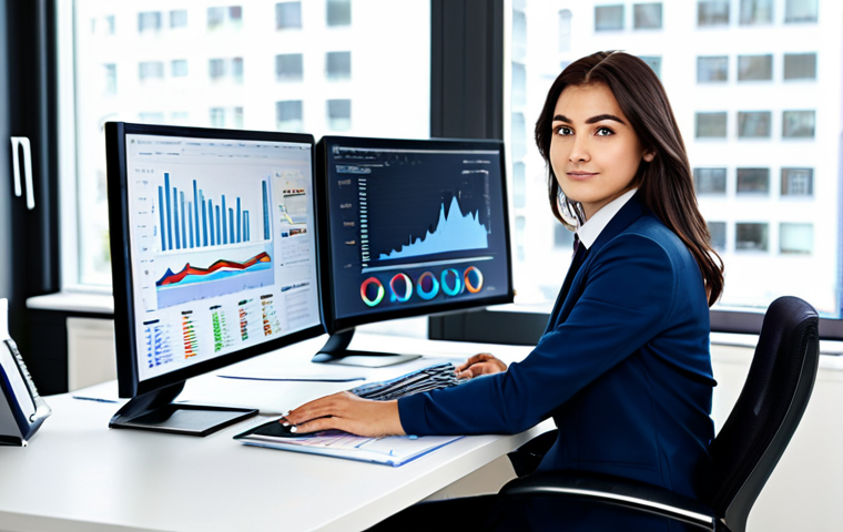 Analytical Professional at Work**

"A professional data analyst, fully clothed in a modest and stylish business outfit, working at a clean desk with multiple monitors displaying charts and graphs. The office is modern and bright, filled with natural light. Focus on a confident expression. Perfect anatomy, correct proportions, natural pose, well-formed hands, proper finger count. Safe for work, appropriate content, professional, family-friendly, high resolution."

**