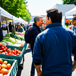 통계분석 취업 준비 체크리스트 - **Subject:** A vibrant and bustling farmers market scene.
    **Clothing:** Vendors in appropriate a...