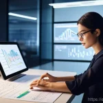 통계분석가로 성공적인 커리어 쌓기 - **The Data Detective's Insight**
    "A curious statistical analyst, a woman in her late 20s, wearin...