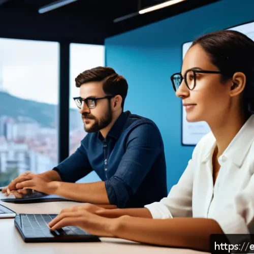 Home 31 통계분석가를 위한 클라우드 서비스 활용법 - A modern, bright office environment in Spain with a diverse team of data analysts collaborating on c...