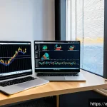 Home 18 통계분석 코딩 문제 풀이 가이드 - A professional data analyst’s workspace featuring a modern laptop displaying Python code with statis...