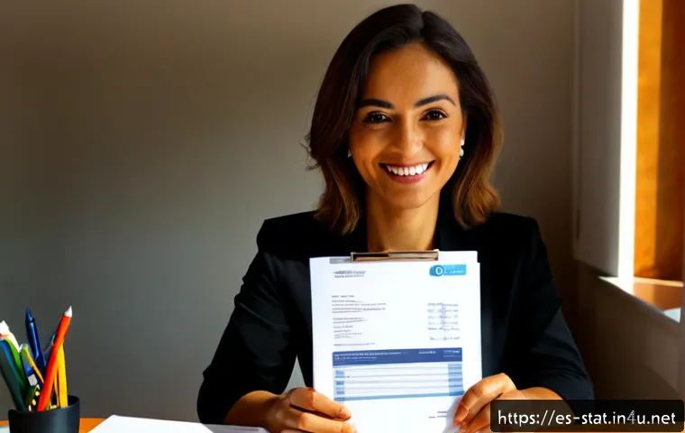 통계분석 자격증 취득 성공 후기 - Photorealistic success scene of a Spanish-speaking adult professional at a bright home office desk, ...