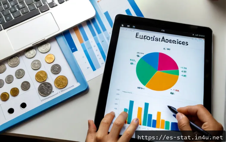 통계분석에서 중요한 통계 지표 - Photorealistic overhead view of a Spanish business analyst’s tidy desk, hands comparing a tablet wit...